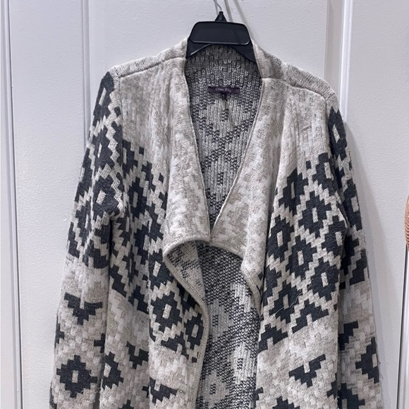 Olivia Sky Cozy Patterned Knit Open Cardigan Sweater - Picture 3 of 3